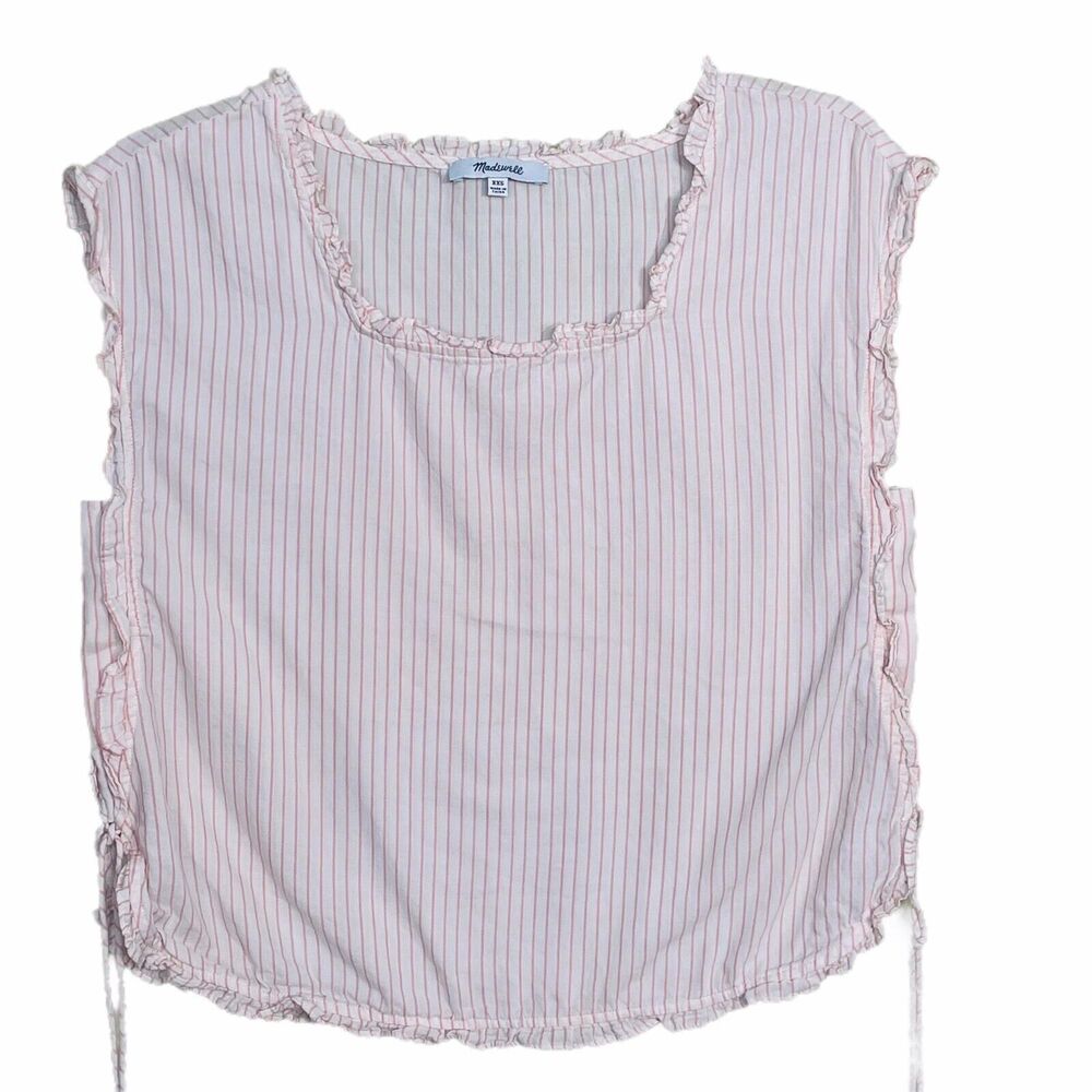 Madewell Striped Ruffle Sleeved Top XXS
